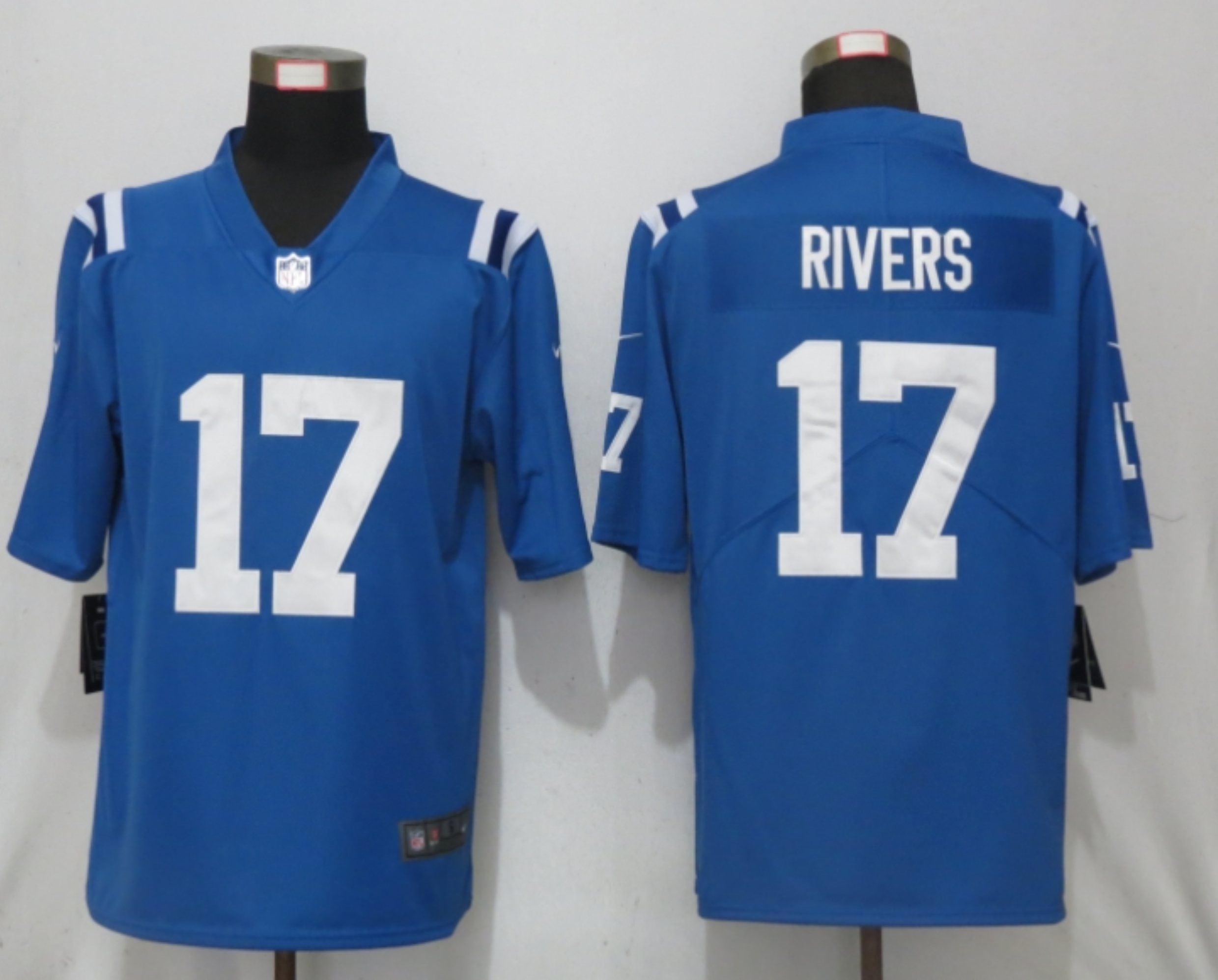 Men New Nike Indianapolis Colts #17 Rivers Blue 2020 Vapor Untouchable Limited Player